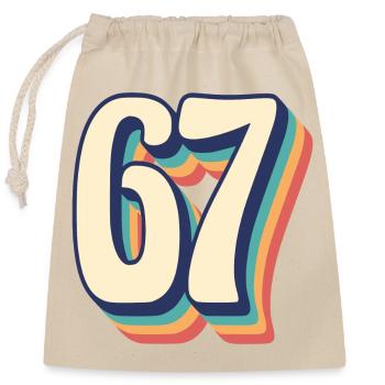 Vintage Retro T-Shirt Nummer 67 Sixty Seven - Verschließbarer Geschenkbeutel aus Baumwolle (25x30cm) - Natur - Vorne