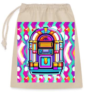Jukebox / Musikautomat / Retro / 50er Jahre - Verschließbarer Geschenkbeutel aus Baumwolle (25x30cm) - Natur - Vorne