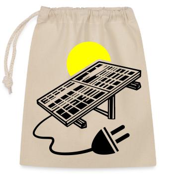 Photovoltaic System Symbol Solar Energy - Closable cotton gift bag (25x30cm) - nature - Front