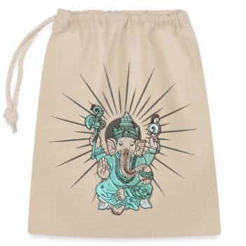 Indian elephant Ganesha. - Closable cotton gift bag (25x30cm) - nature - Front