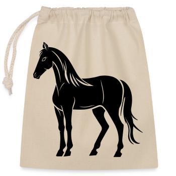 Cheval - Sac cadeau en coton avec cordon (25 x 30 cm) - nature - Devant