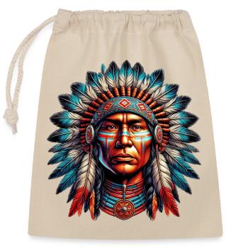 Amérindien Peau rouge d’Amérique - Sac cadeau en coton avec cordon (25 x 30 cm) - nature - Devant