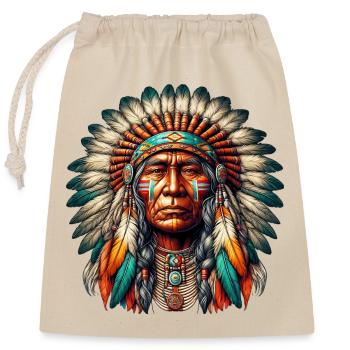 Amérindien Peau rouge d’Amérique - Sac cadeau en coton avec cordon (25 x 30 cm) - nature - Devant