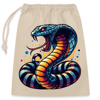 motif serpent Cobra dynamique et coloré - Sac cadeau en coton avec cordon (25 x 30 cm) - nature - Devant