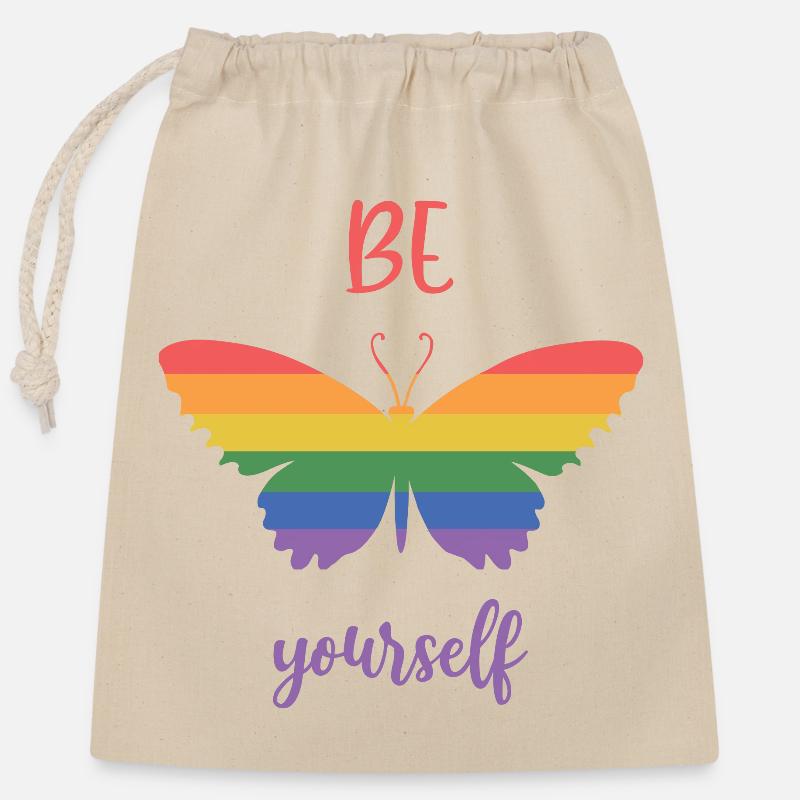 LGBT Pride Month - Be Yourself - Closable cotton gift bag (25x30cm) - nature