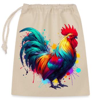 Poule coq - Sac cadeau en coton avec cordon (25 x 30 cm) - nature - Devant