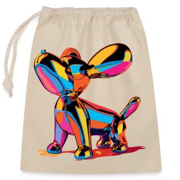 Colorful Pop-Art Balloon Dog - Verschließbarer Geschenkbeutel aus Baumwolle (25x30cm) - Natur - Vorne