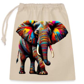 Elephant - Closable cotton gift bag (25x30cm) - nature - Front