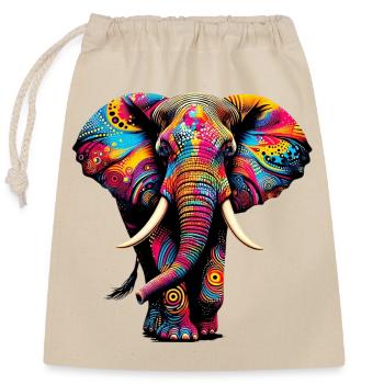 Elephant - Closable cotton gift bag (25x30cm) - nature - Front