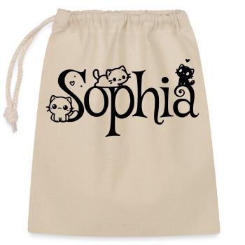 Sophia Prénom Nom du chaton - Sac cadeau en coton avec cordon (25 x 30 cm) - nature - Devant