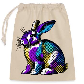 Rabbit - Closable cotton gift bag (25x30cm) - nature - Front