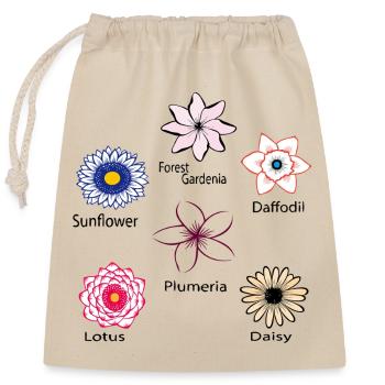 Blumenarten - Verschließbarer Geschenkbeutel aus Baumwolle (25x30cm) - Natur - Vorne