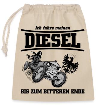 Humorous Diesel Classic Car Shirt - Closable cotton gift bag (25x30cm) - nature - Front