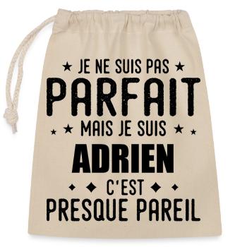 Adrien : authentique, imparfait, top, perfection - Sac cadeau en coton avec cordon (25 x 30 cm) - nature - Devant