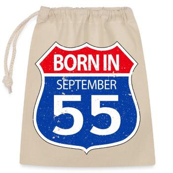 Né_en_septembre_55 - Sac cadeau en coton avec cordon (25 x 30 cm) - nature - Devant