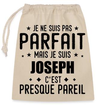 Joseph: authentic, imperfect, top, perfection - Closable cotton gift bag (25x30cm) - nature - Front