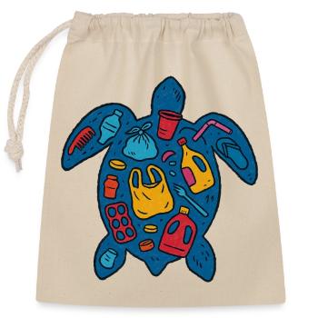 Eco-Friendly Turtle with Waste Art - Closable cotton gift bag (25x30cm) - nature - Front