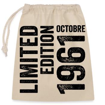 1961 - Closable cotton gift bag (25x30cm) - nature - Front