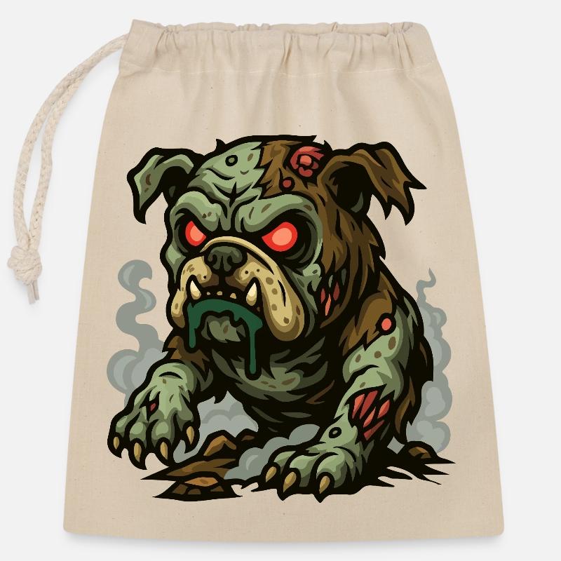 Undead Bulldog - Closable cotton gift bag (25x30cm) - nature