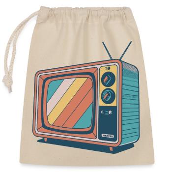 Vintage TV Colorful Stripes - Closable cotton gift bag (25x30cm) - nature - Front