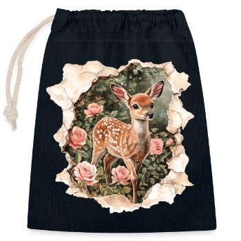 Deer Fawn - Closable cotton gift bag (25x30cm) - navy - Front
