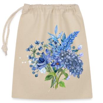 Watercolor Bouquet Blue / Floral Floral Design - Closable cotton gift bag (25x30cm) - nature - Front