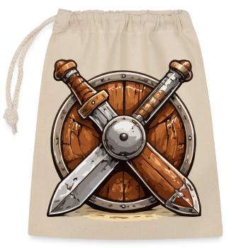 Bouclier et Épées Viking - Sac cadeau en coton avec cordon (25 x 30 cm) - nature - Devant