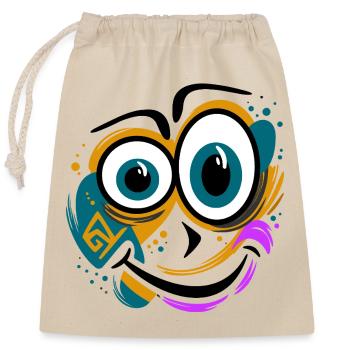 Drôle de visage éclaboussé - Sac cadeau en coton avec cordon (25 x 30 cm) - nature - Devant