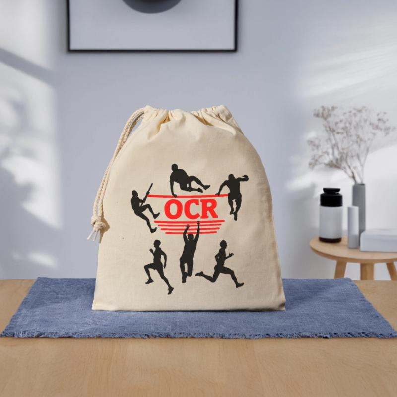 Puissance OCR – Conception de courses d’obstacles Sac cadeau en coton avec cordon (25 x 30 cm)