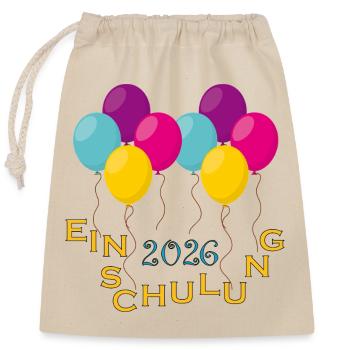 Inscription à l’école avec ballons colorés - Sac cadeau en coton avec cordon (25 x 30 cm) - nature - Devant