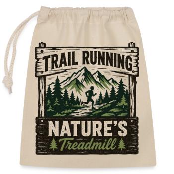 Trailrunning Natur's Laufband-Schild - Verschließbarer Geschenkbeutel aus Baumwolle (25x30cm) - Natur - Vorne