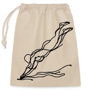 Dessin de nageurs - Sac cadeau en coton avec cordon (25 x 30 cm) - nature - Devant