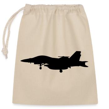 Avion de Chasse - Sac cadeau en coton avec cordon (25 x 30 cm) - nature - Devant