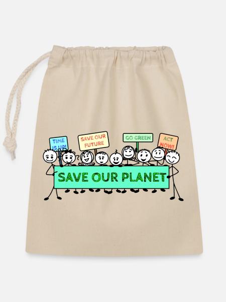 Protestlogo Klimawandel - Verschließbarer Geschenkbeutel aus Baumwolle (25x30cm) - Natur