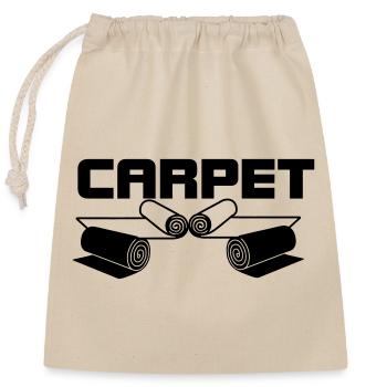 Teppichrollen Logo Teppich Shop mit Text TEPPICH - Verschließbarer Geschenkbeutel aus Baumwolle (25x30cm) - Natur - Vorne