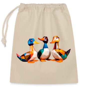 Enten Kubismus 2 - Verschließbarer Geschenkbeutel aus Baumwolle (25x30cm) - Natur - Vorne