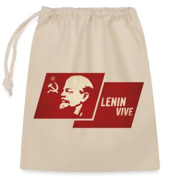 Lenin lebt Flagge - Verschließbarer Geschenkbeutel aus Baumwolle (25x30cm) - Natur - Vorne