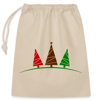 Sapins de Noël - Sac cadeau en coton avec cordon (25 x 30 cm) - nature - Devant