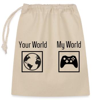 Gaming - your world my world - Closable cotton gift bag (25x30cm) - nature - Front