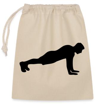 Liegestütz Fitness Silhouette - Verschließbarer Geschenkbeutel aus Baumwolle (25x30cm) - Natur - Vorne