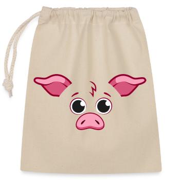 Cute Pig Face Minimalist Pink Animal Art - Closable cotton gift bag (25x30cm) - nature - Front