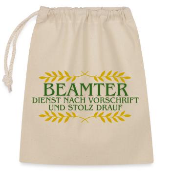 Beamter Stolz: Dienst nach Vorschrift - Verschließbarer Geschenkbeutel aus Baumwolle (25x30cm) - Natur - Vorne