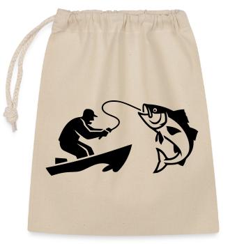 Angler Boat Fish Silhouette - Closable cotton gift bag (25x30cm) - nature - Front