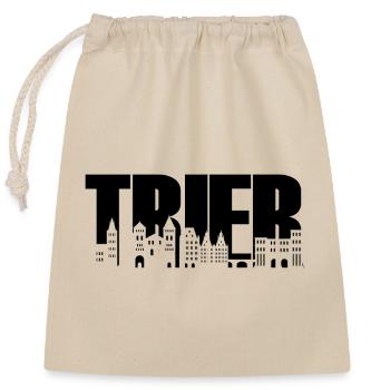 Trier - Skyline - Schrift - Mosel Rheinland-Pfalz - Verschließbarer Geschenkbeutel aus Baumwolle (25x30cm) - Natur - Vorne