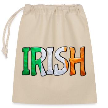 Irish Flag Letters Patchwork - Verschließbarer Geschenkbeutel aus Baumwolle (25x30cm) - Natur - Vorne