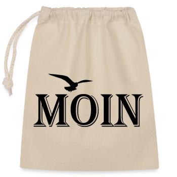 Moin Motiv mit Möwe - Nordsee - Verschließbarer Geschenkbeutel aus Baumwolle (25x30cm) - Natur - Vorne