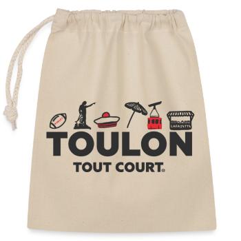 Toulon Tout Court, symboles rouge et noir - Sac cadeau en coton avec cordon (25 x 30 cm) - nature - Devant