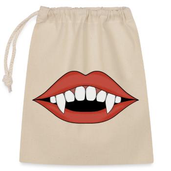 Vampire Fanged Lip Art - Closable cotton gift bag (25x30cm) - nature - Front