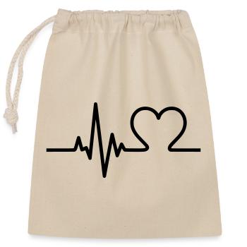 Heartbeat with Heart – Love & Life Symbol - Closable cotton gift bag (25x30cm) - nature - Front