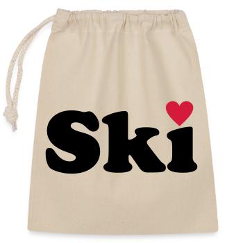 Ski - Sac cadeau en coton avec cordon (25 x 30 cm) - nature - Devant